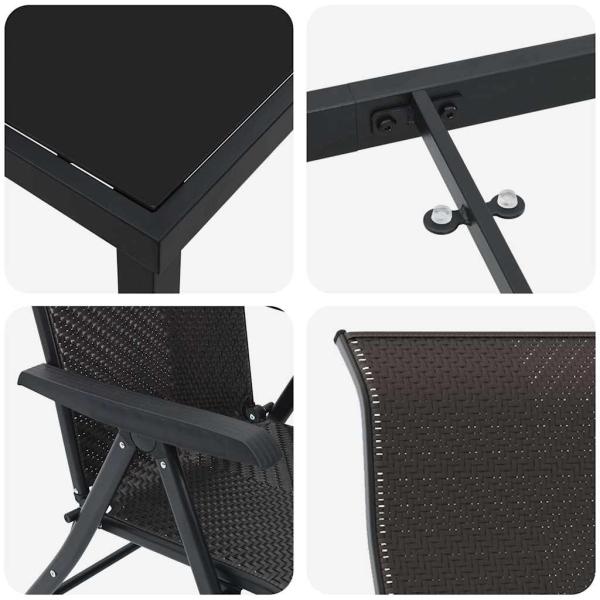 7-teiliges Garten-Ess-Set Schwarz Poly-Rattan