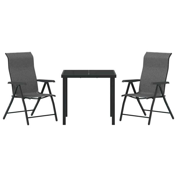 3-teiliges Gartendining-Set Grau Poly-Rattan