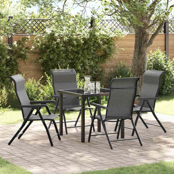 ARDEBO.de - 5-teiliges Garten-Dining-Set Grau Poly-Rattan