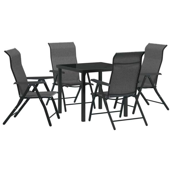 5-teiliges Garten-Dining-Set Grau Poly-Rattan