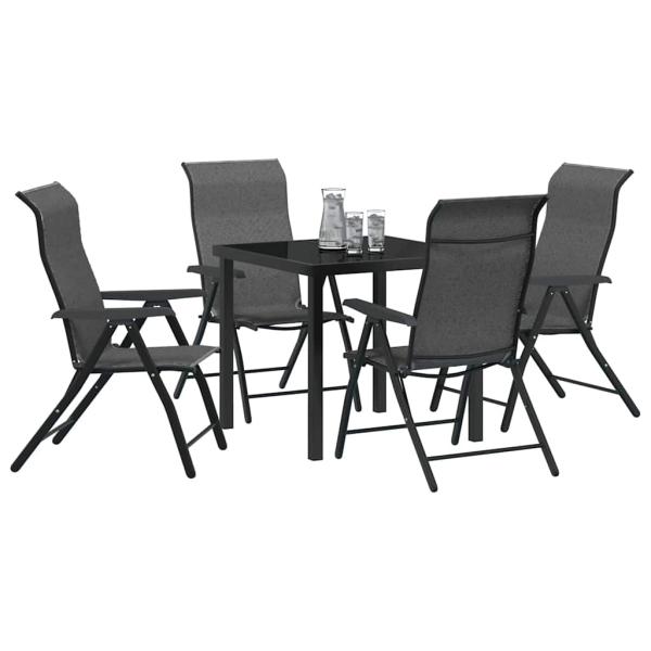 5-teiliges Garten-Dining-Set Grau Poly-Rattan