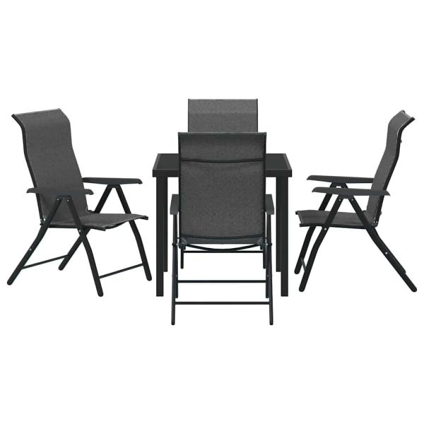 5-teiliges Garten-Dining-Set Grau Poly-Rattan