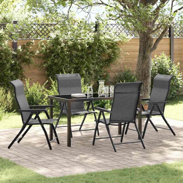 ARDEBO.de - 5-teiliges Garten-Dining-Set Grau Poly-Rattan
