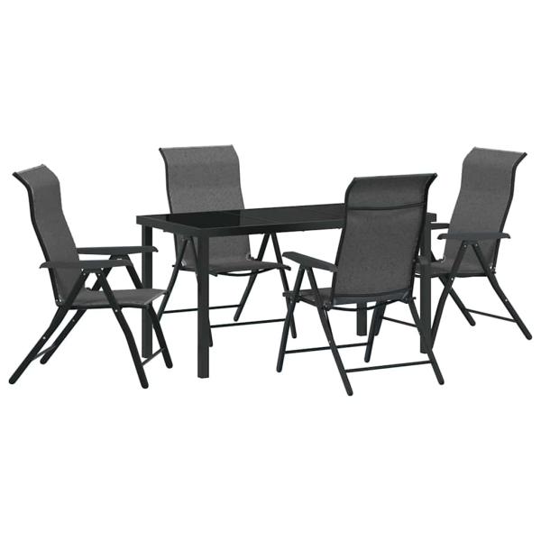 5-teiliges Garten-Dining-Set Grau Poly-Rattan