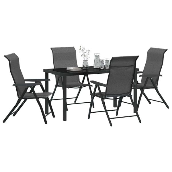 5-teiliges Garten-Dining-Set Grau Poly-Rattan