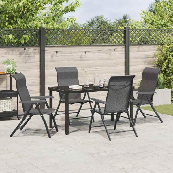 5-teiliges Garten-Dining-Set Grau Poly-Rattan