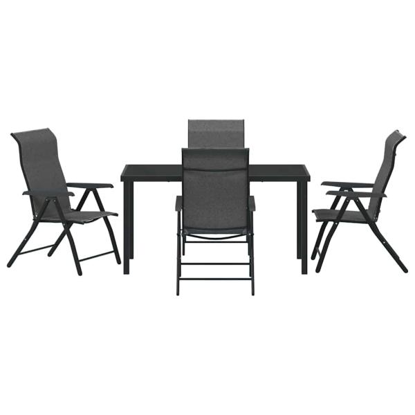 5-teiliges Garten-Dining-Set Grau Poly-Rattan