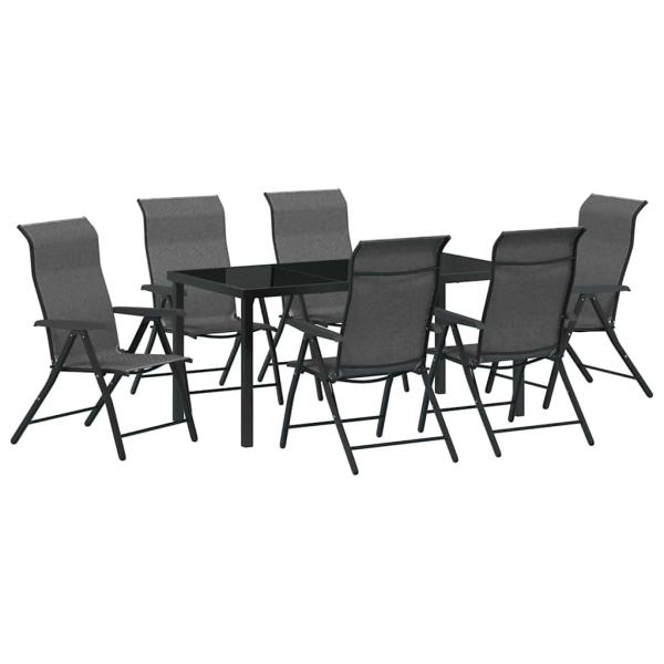 7-teiliges Garten-Esszimmer-Set Grau Poly-Rattan