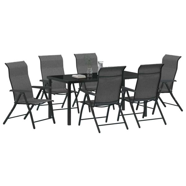 7-teiliges Garten-Esszimmer-Set Grau Poly-Rattan