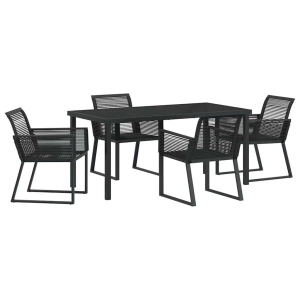 5-teiliges Garten Essgruppe Schwarz Poly-Rattan