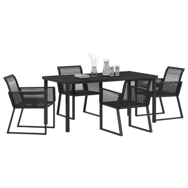 5-teiliges Garten Essgruppe Schwarz Poly-Rattan