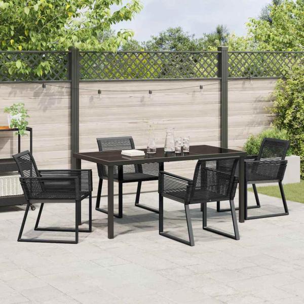 5-teiliges Garten Essgruppe Schwarz Poly-Rattan