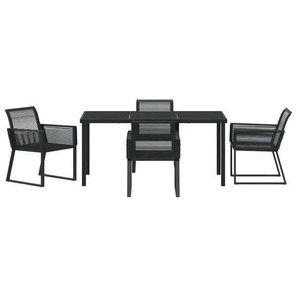 5-teiliges Garten Essgruppe Schwarz Poly-Rattan