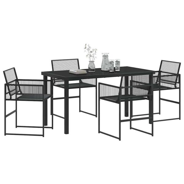 5-teiliges Garten-Ess-Set Schwarzes Poly-Rattan