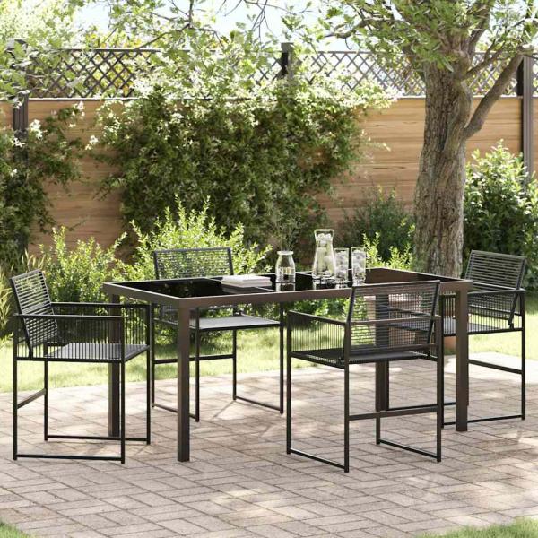 ARDEBO.de - 5-teiliges Garten-Essmöbelset Schwarz Poly-Rattan