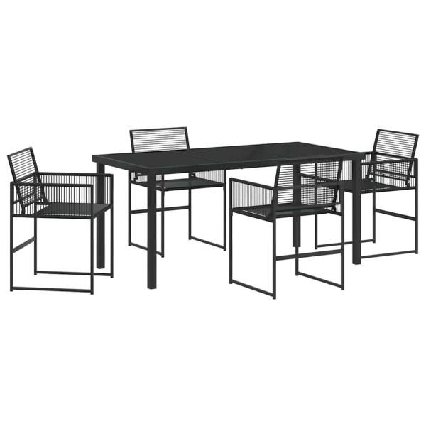 5-teiliges Garten-Essmöbelset Schwarz Poly-Rattan
