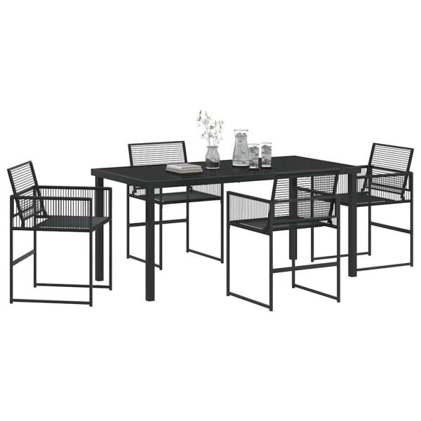 5-teiliges Garten-Essmöbelset Schwarz Poly-Rattan