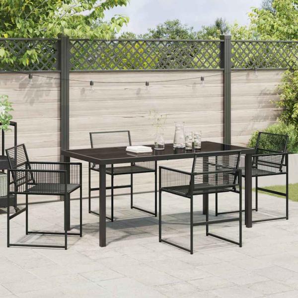 5-teiliges Garten-Essmöbelset Schwarz Poly-Rattan