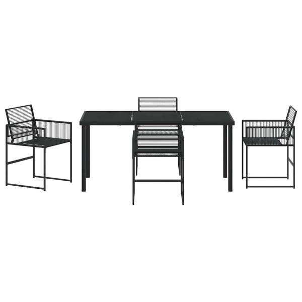 5-teiliges Garten-Essmöbelset Schwarz Poly-Rattan