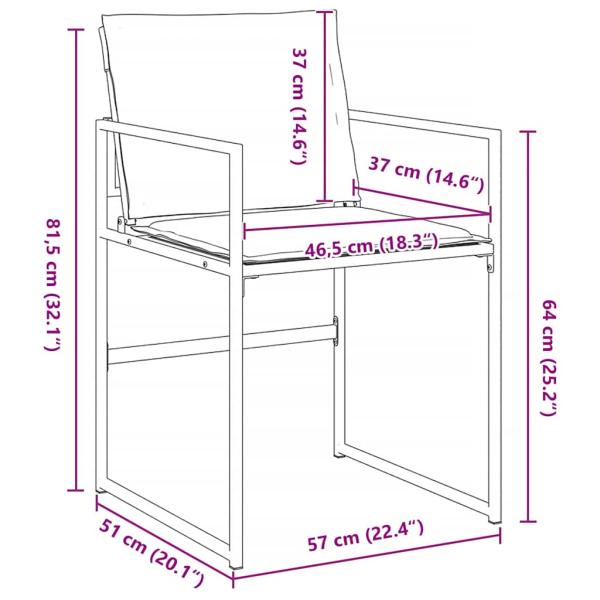 5-teiliges Garten-Esszimmer-Set mit Kissen in Weiß, Textilene und Stahl