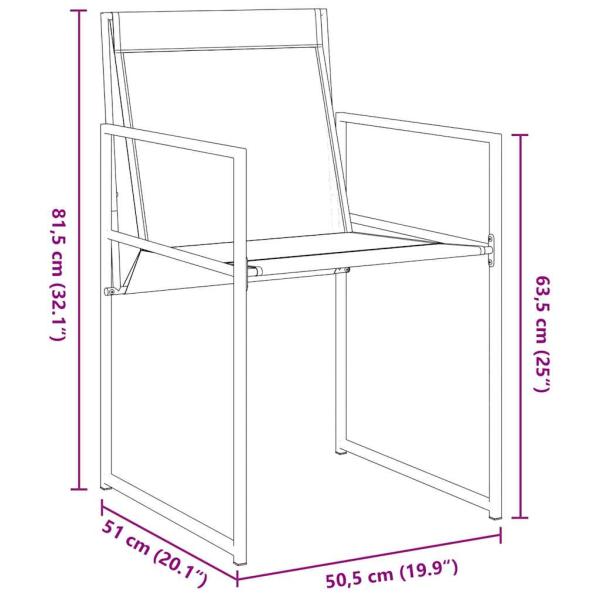 5-teilige Garten Essgruppe Schwarz Textilene und Stahl