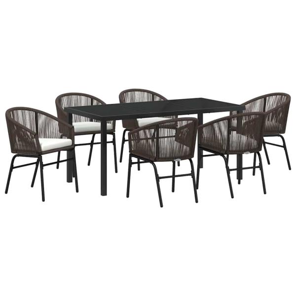 7-teiliges Garten-Essgruppe Braun Poly Rattan