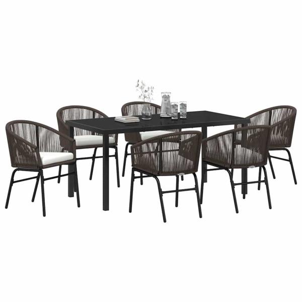 7-teiliges Garten-Essgruppe Braun Poly Rattan