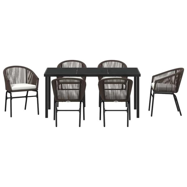 7-teiliges Garten-Essgruppe Braun Poly Rattan