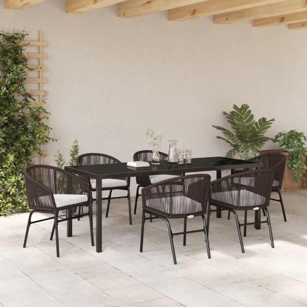 Garten Essgruppe 7 stk. Braun Pulverbeschichteter Stahl