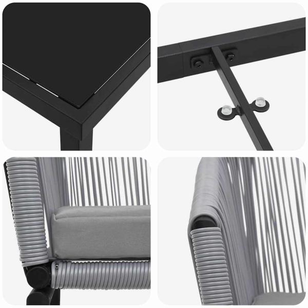 3-teiliges Garten-Esstischset Grau Poly-Rattan