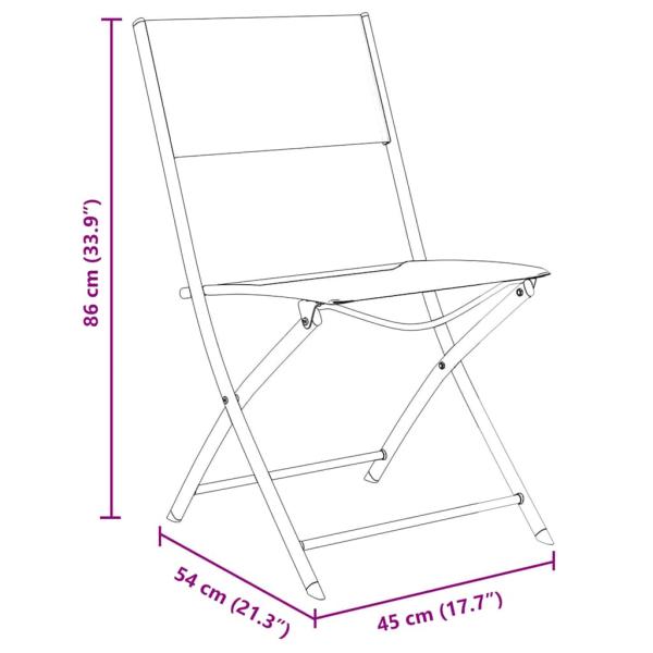 3-teiliges Gartendining-Set Schwarz Textilene und Stahl
