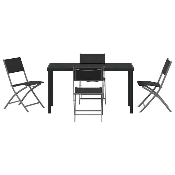5-teiliges Garten-Ess-Set Schwarz Textilene und Stahl