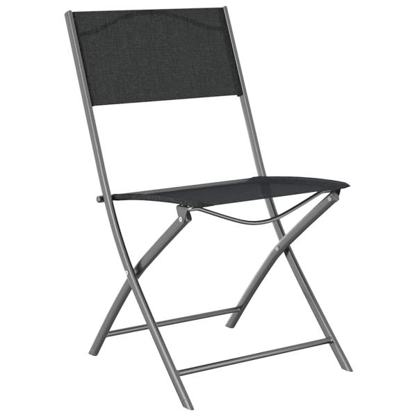 5-teiliges Garten-Esszimmer-Set Schwarz Textilene und Stahl