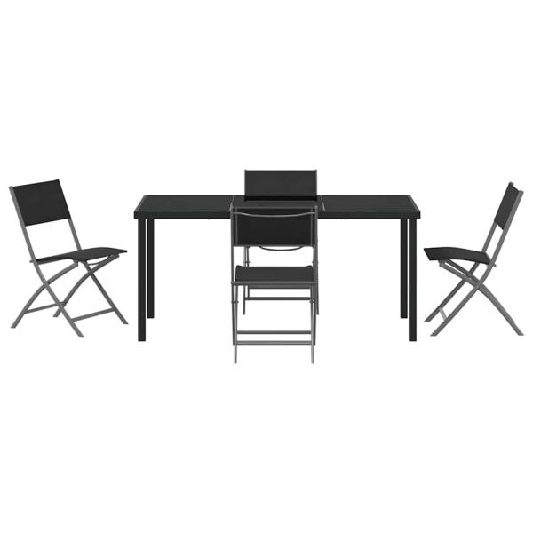 5-teiliges Garten-Esszimmer-Set Schwarz Textilene und Stahl