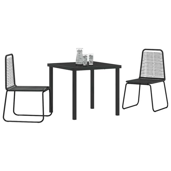 3-teiliges Garten-Esstisch-Set Schwarz Poly-Rattan