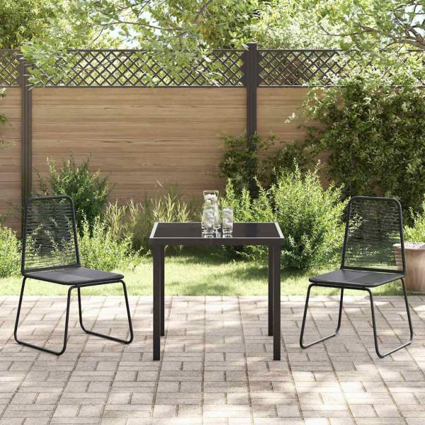 3-teiliges Garten-Esstisch-Set Schwarz Poly-Rattan