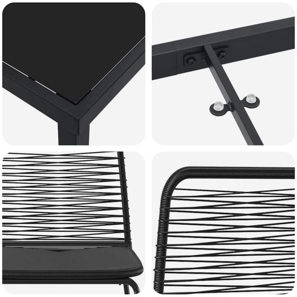 3-teiliges Garten-Esstisch-Set Schwarz Poly-Rattan