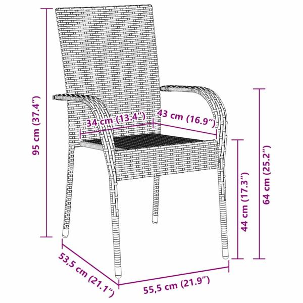 7-teiliges Garten-Essset schwarzes Poly-Rattan