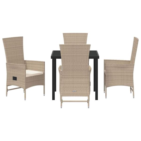 5-teiliges Gartenset mit Kissen Beige Poly-Rattan