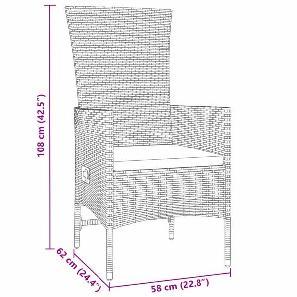 5-teiliges Garten-Essset mit Kissen Beige Poly-Rattan