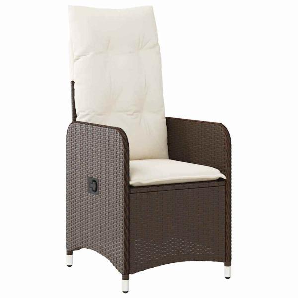 3-teiliges Garten-Esszimmer-Set mit Kissen Braun Poly Rattan