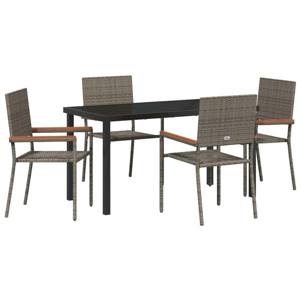5-teiliges Garten-Essset Grau Poly-Rattan