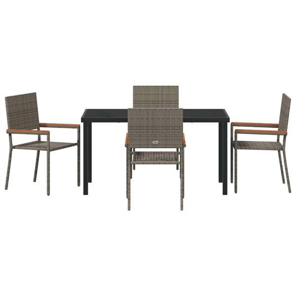 5-teiliges Garten-Essset Grau Poly-Rattan