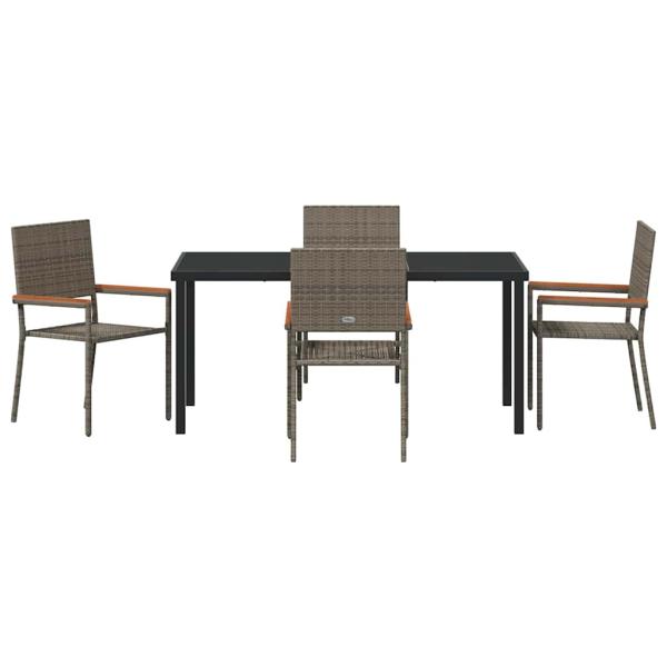 5-teiliges Garten-Essset Grau Poly Rattan