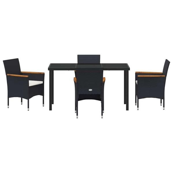 Garten Essgruppe mit Kissen 5 pcs Schwarz Poly-Rattan