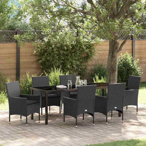 ARDEBO.de - Garten Essgruppe 7 stk. Schwarz Poly-Rattan