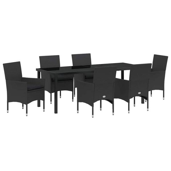 Garten Essgruppe 7 stk. Schwarz Poly-Rattan
