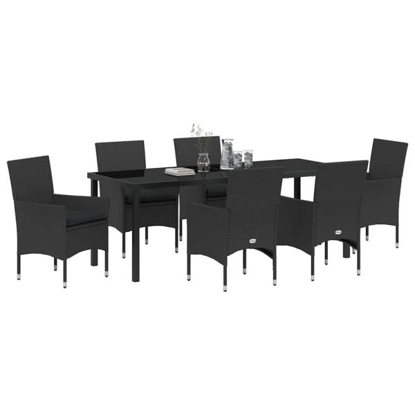 Garten Essgruppe 7 stk. Schwarz Poly-Rattan