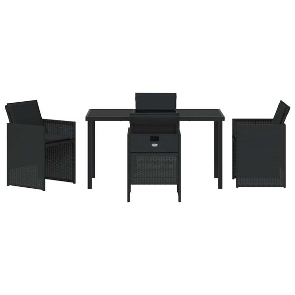 Garten Essgruppe mit Kissen 5 pcs Schwarz Poly-Rattan