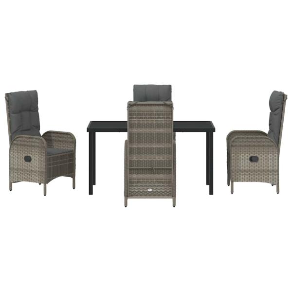 5-teiliges Garten-Dining-Set Grau Poly-Rattan